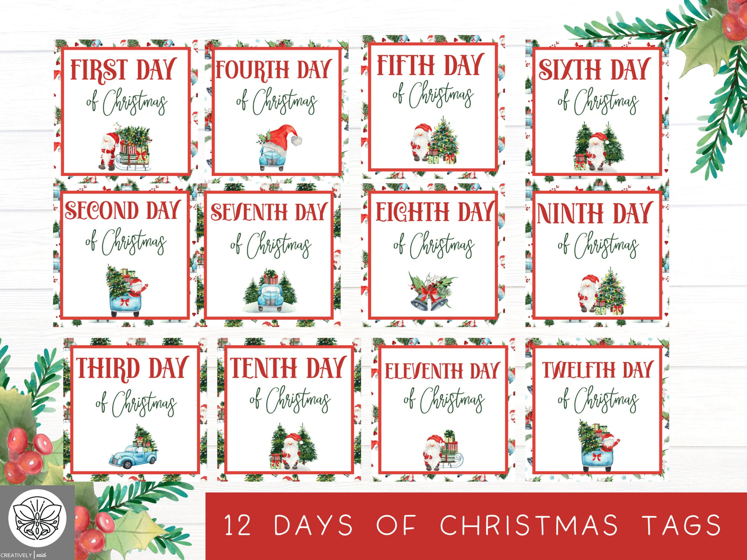 12 Days Of Christmas Tags | Twelve Days Of Christmas | Printable within Printable 12 Days of Christmas Tags