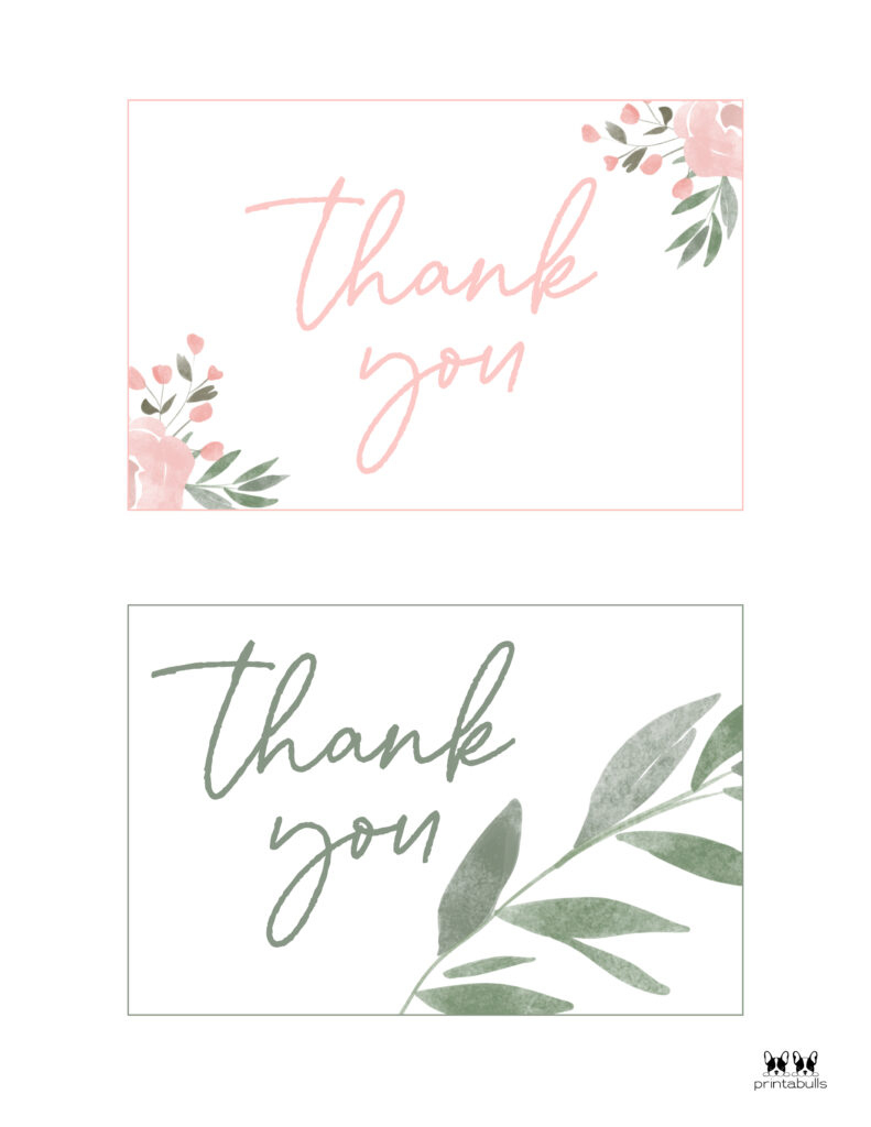 150+ Printable Thank You Cards - Free | Printabulls with Printable Mini Thank You Cards