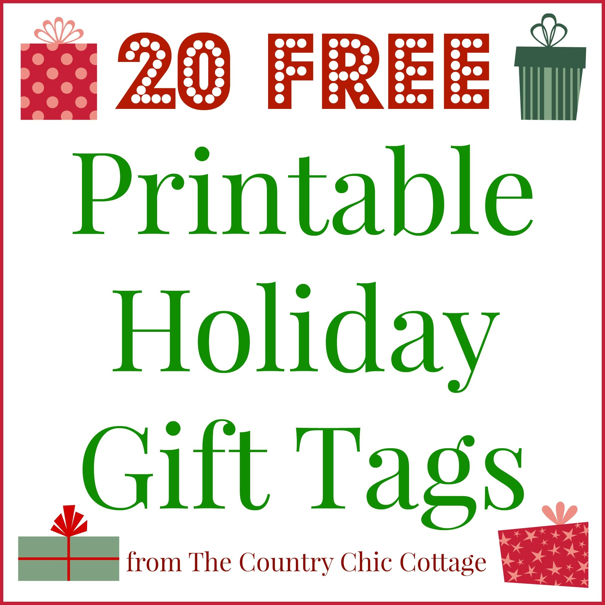 20 Printable Holiday Gift Tags (For Free!!) - Angie Holden The in Christmas Gift Tags Printable