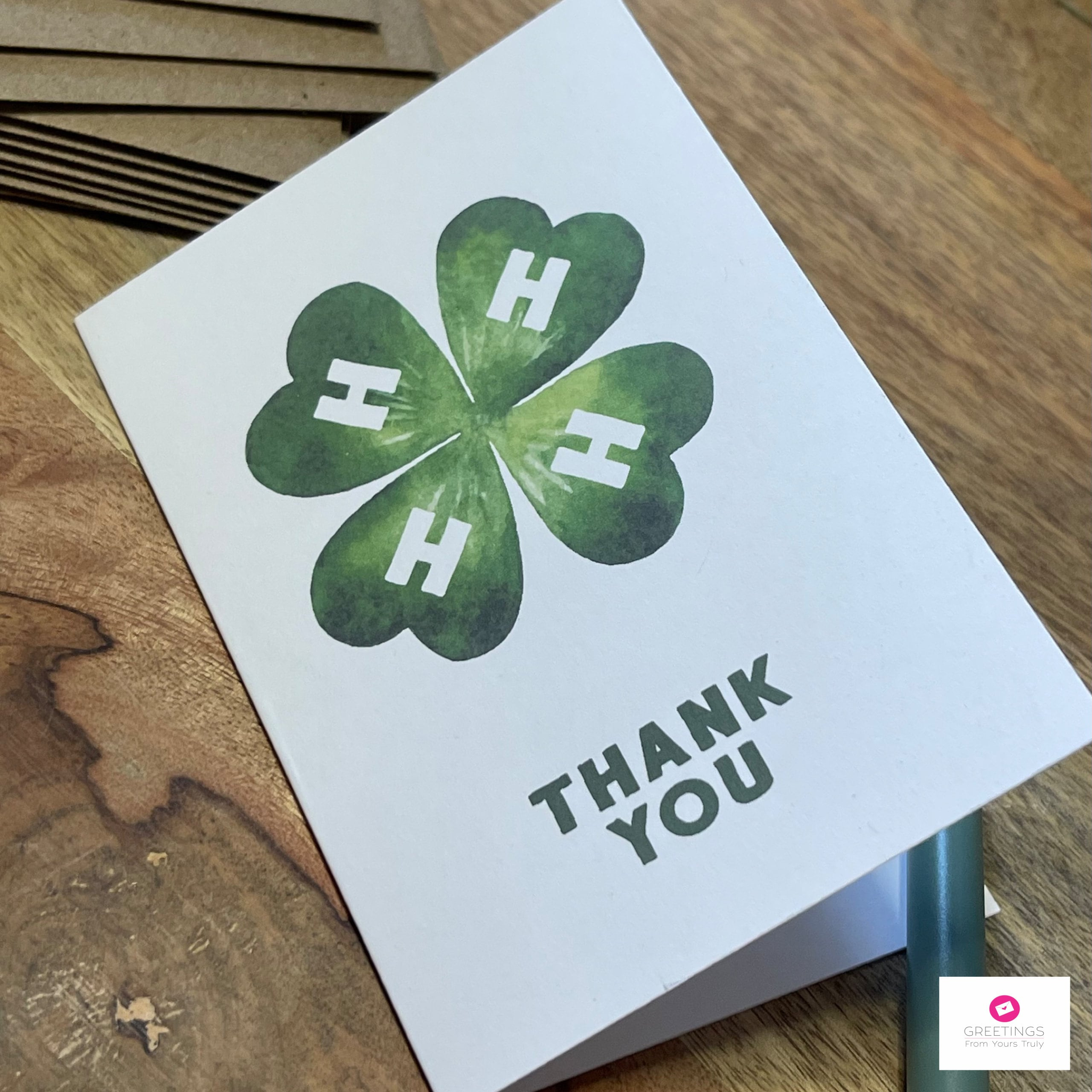 4-H Thank You Card: Clover Notecard - Etsy.de pertaining to 4H Thank You Cards Printable
