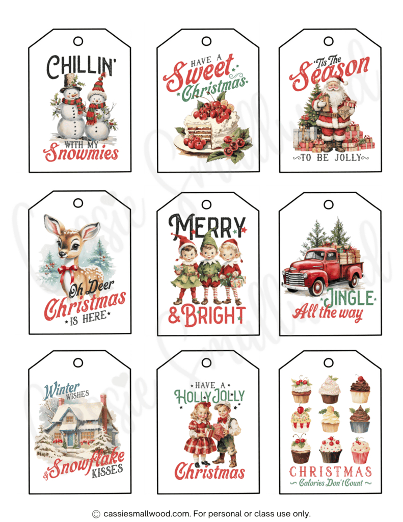 400+ Cutest Printable Christmas Tags (Free Pdf) - Cassie Smallwood throughout Printable Vintage Christmas Tags