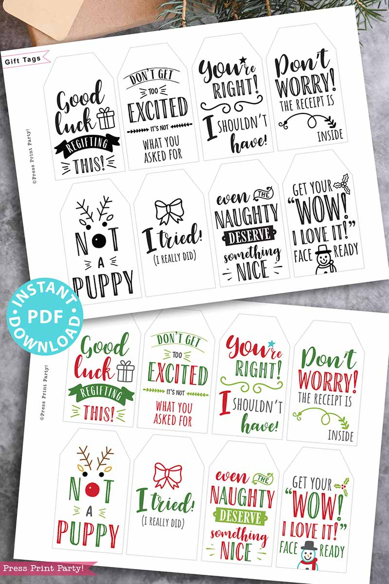80 More Funny Christmas Tags Printable - Set 2 - Press Print Party! throughout Printable Funny Christmas Tags