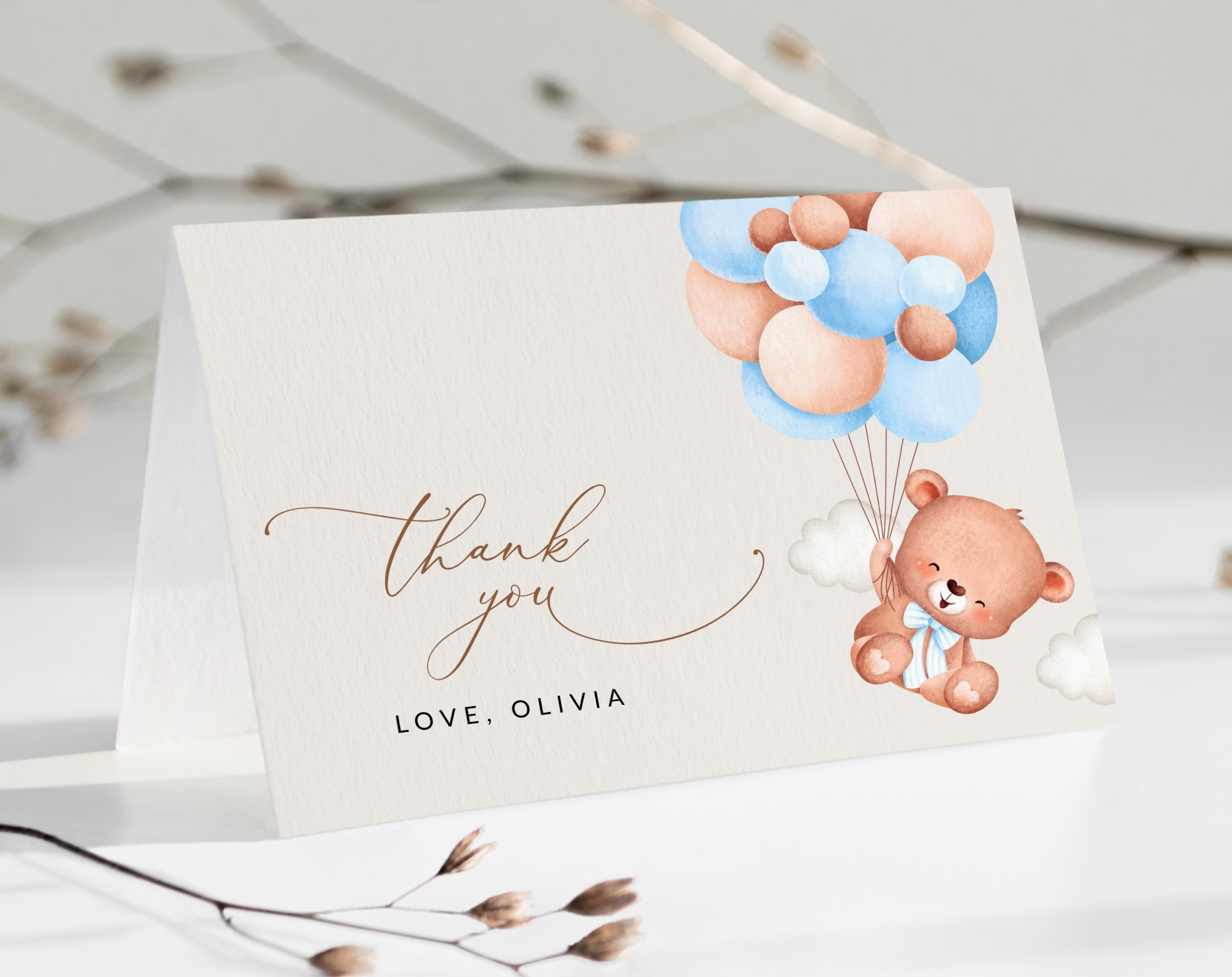 Baby Shower Thank You Cards - Strawberry And Hearts in Baby Boy Shower Thank You Cards Printable
