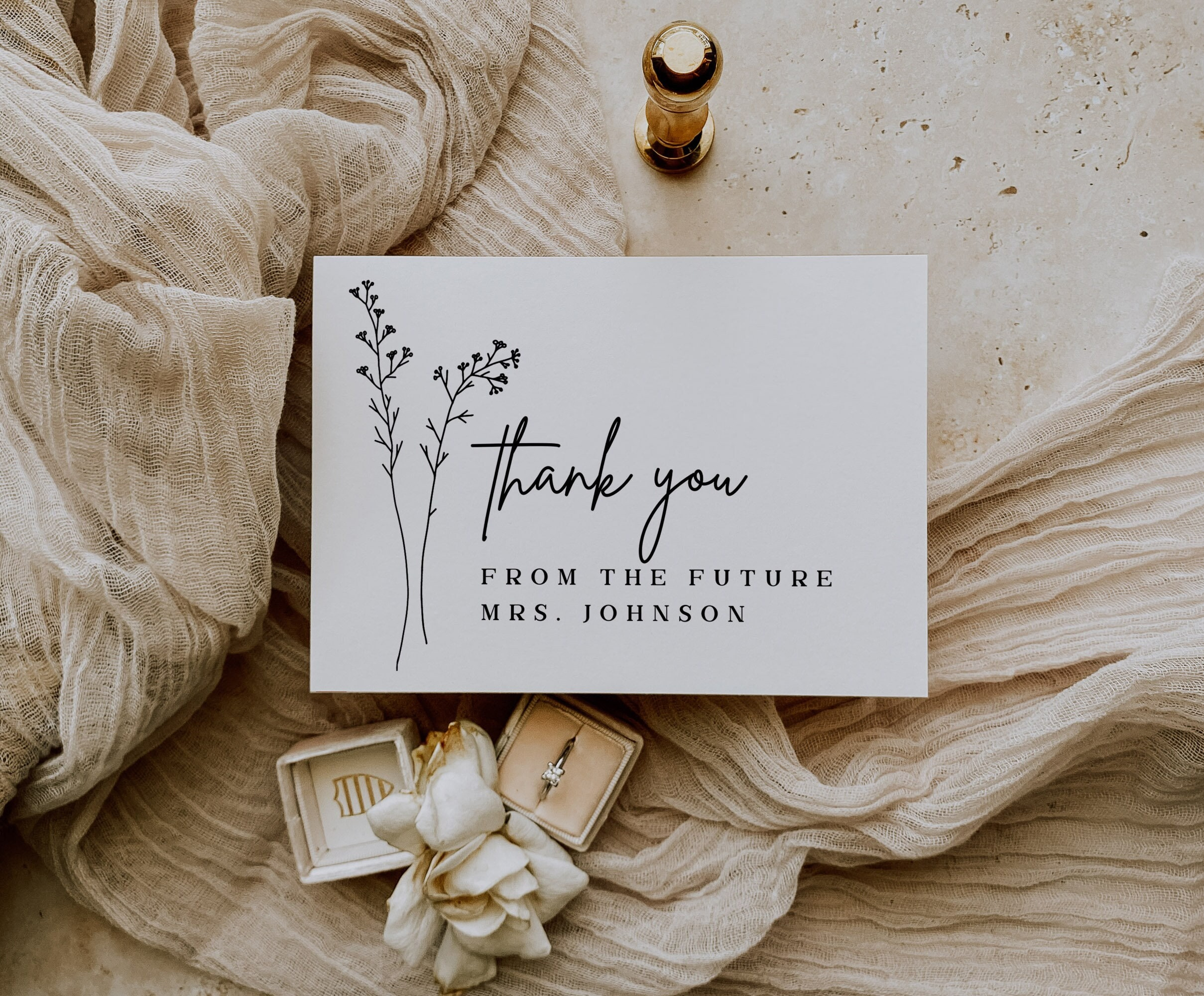 Bridal Shower Thank You Card Template Printable Modern Minimalist within Thank You Cards Bridal Shower Printable