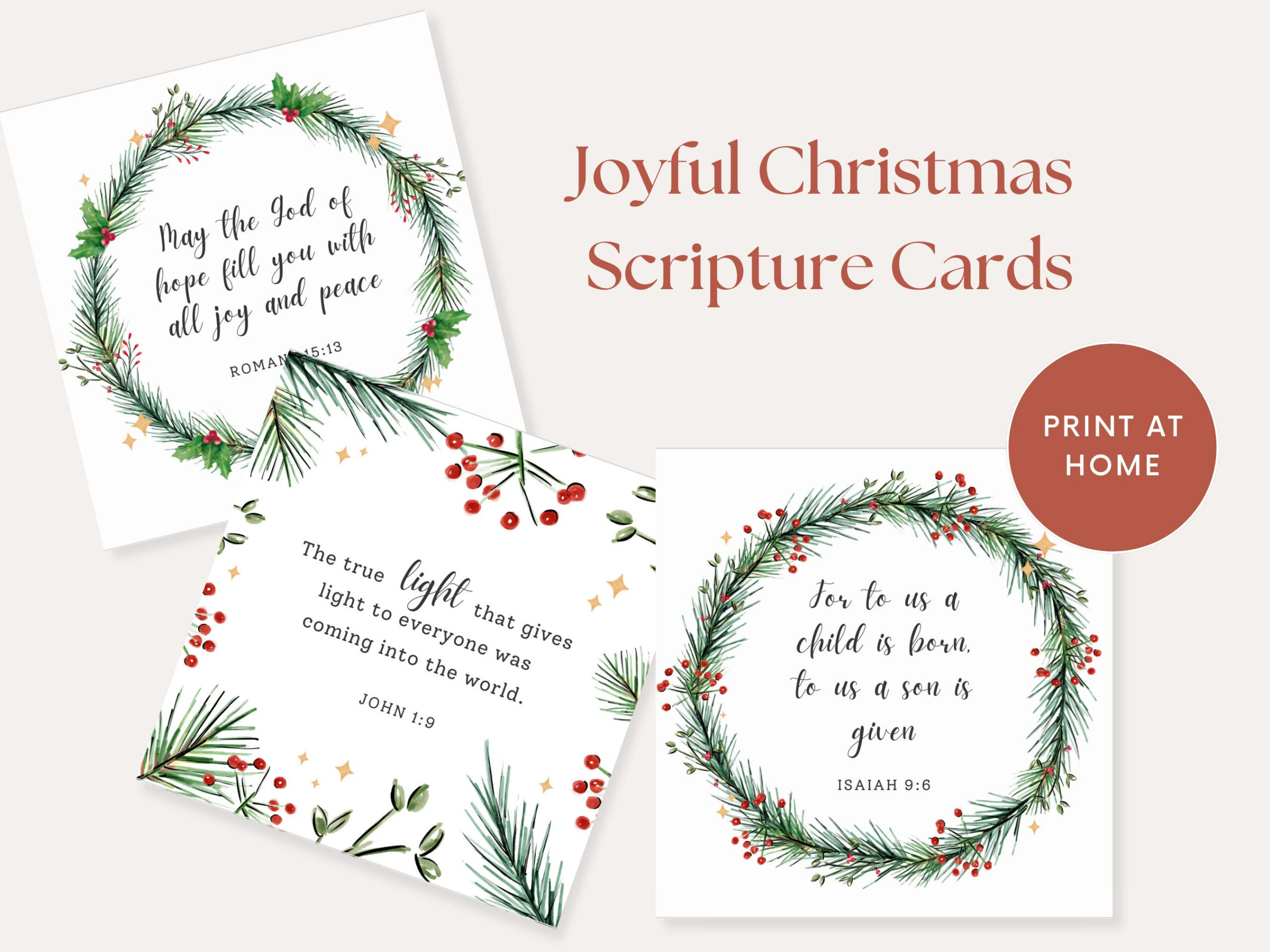Buy Christmas Bible Verses, Christmas Scripture Cards Printable in Printable Christmas Card Verses