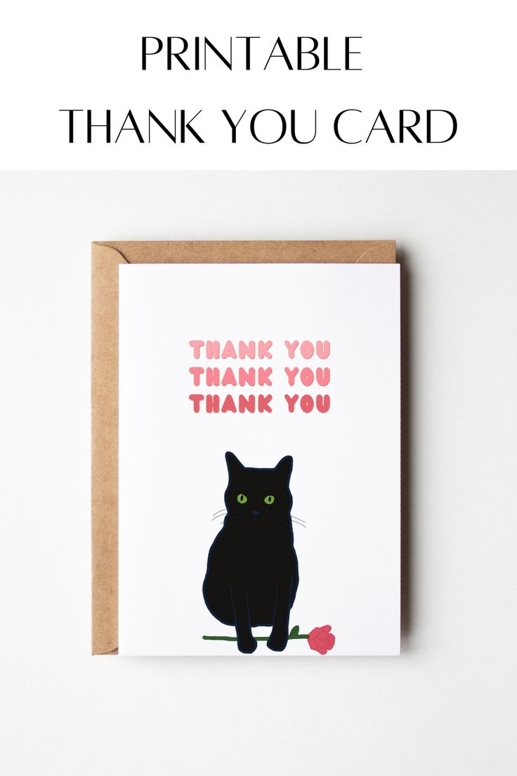 Cat Thank You Card | Funny Thank You Card | Instant Download pertaining to Funny Thank You Cards Printable