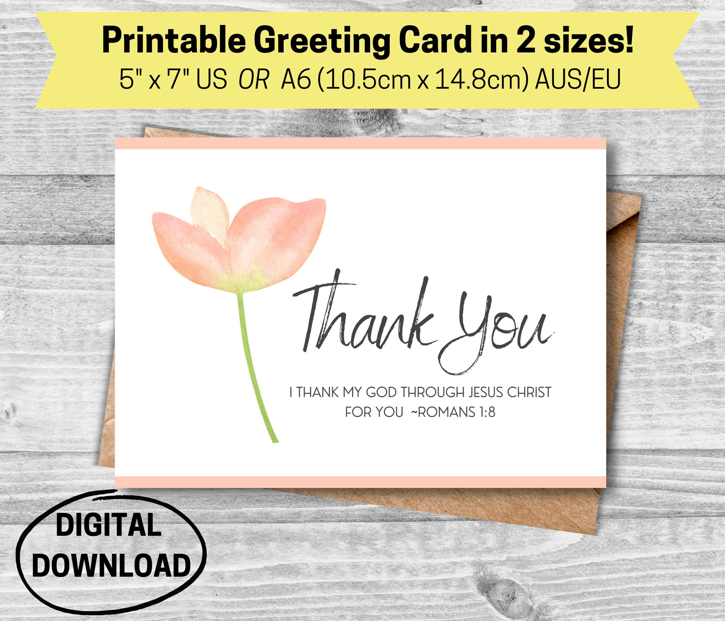 Christian Thank You Card, Religious Thank You Card, Thank You pertaining to Religious Thank You Cards Printable