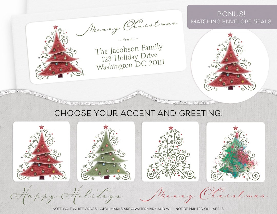 Christmas Address Label, Holiday Address Label, Return Address in Christmas Card Mailing Labels Printable