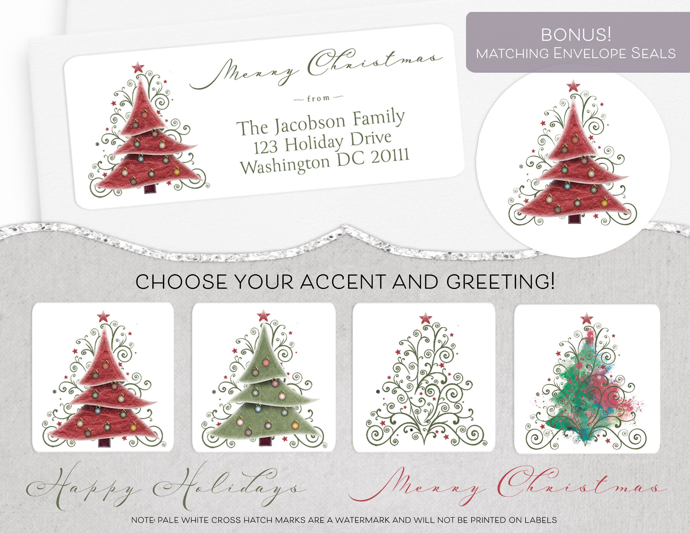 Christmas Address Label, Holiday Address Label, Unique Round regarding Printable Christmas Card Address Labels