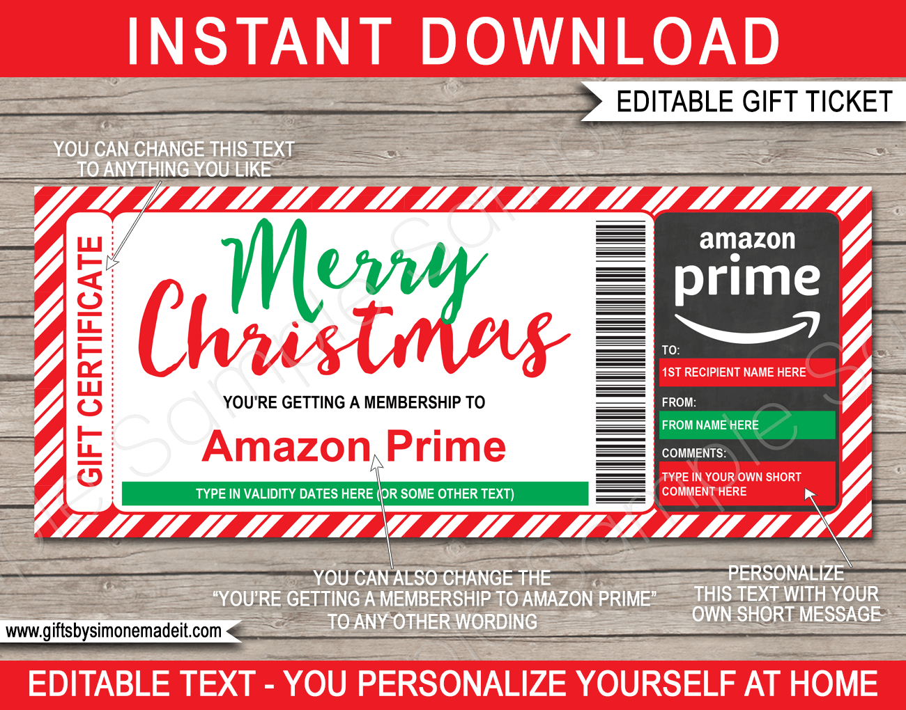 Christmas Amazon Prime Gift Certificate throughout Amazon Gift Card Printable At Home Christmas