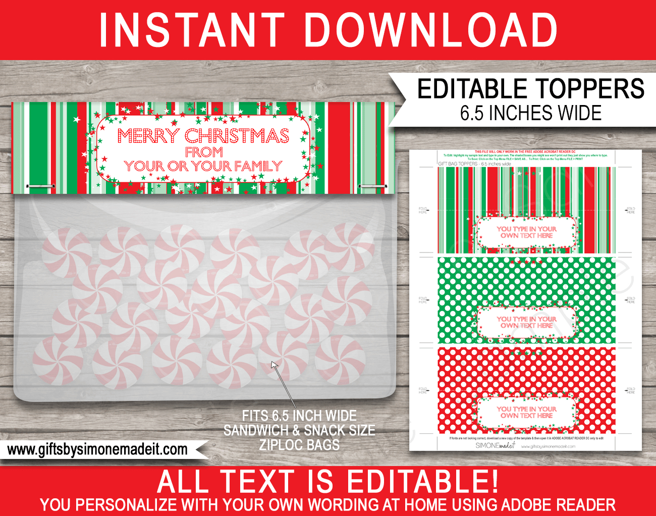 Christmas Bag Toppers (Patterns) - 6.5 Inch Wide pertaining to Free Printable Christmas Treat Bag Tags