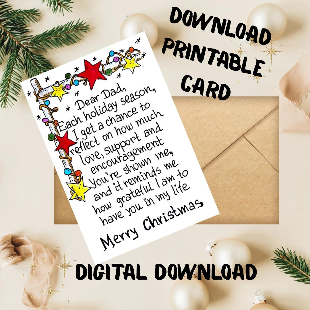 Christmas Card For Dad. Merry Christmas Message Card For Dad within Printable Christmas Card For Dad