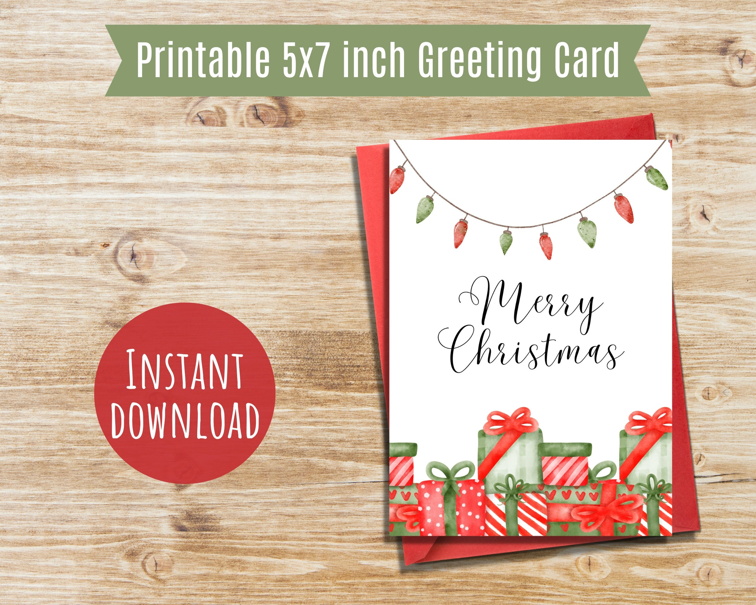 Christmas Card Printable Merry Christmas Greeting Card For inside Christmas Card Paper Printable 5x7