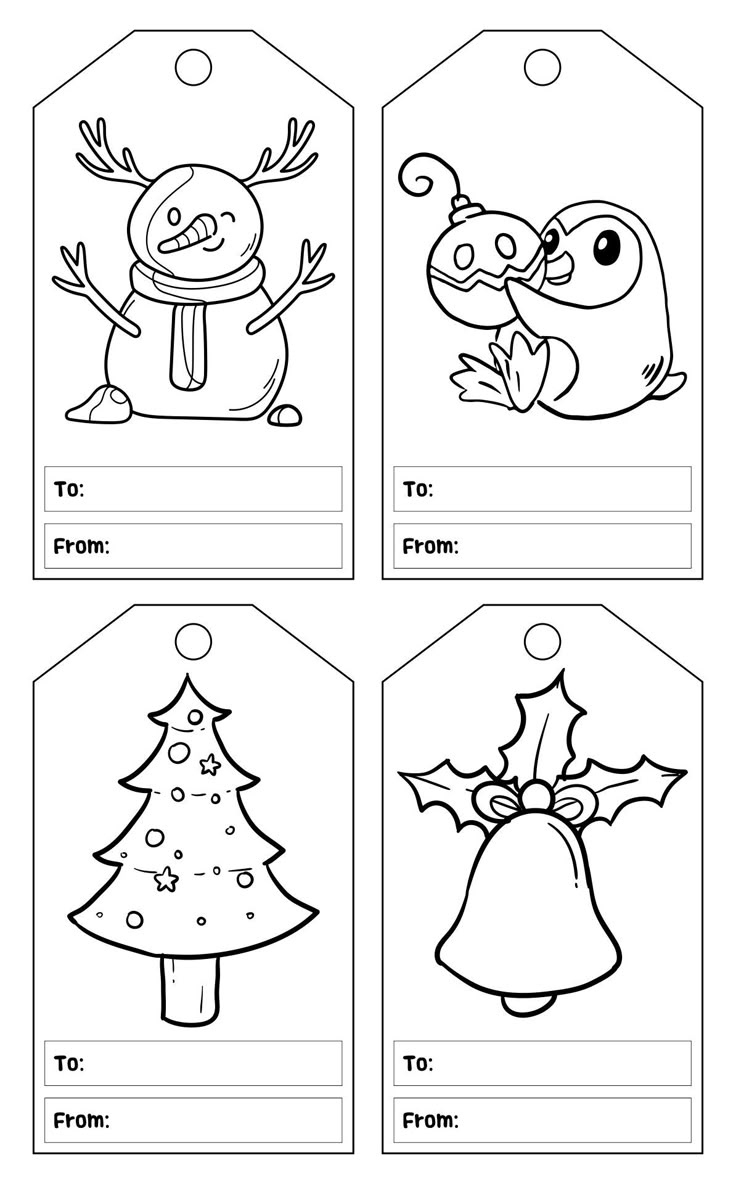 Christmas Gift Tags To Color - 10 Free Pdf Printables | Printablee in Printable Christmas Tags To Color
