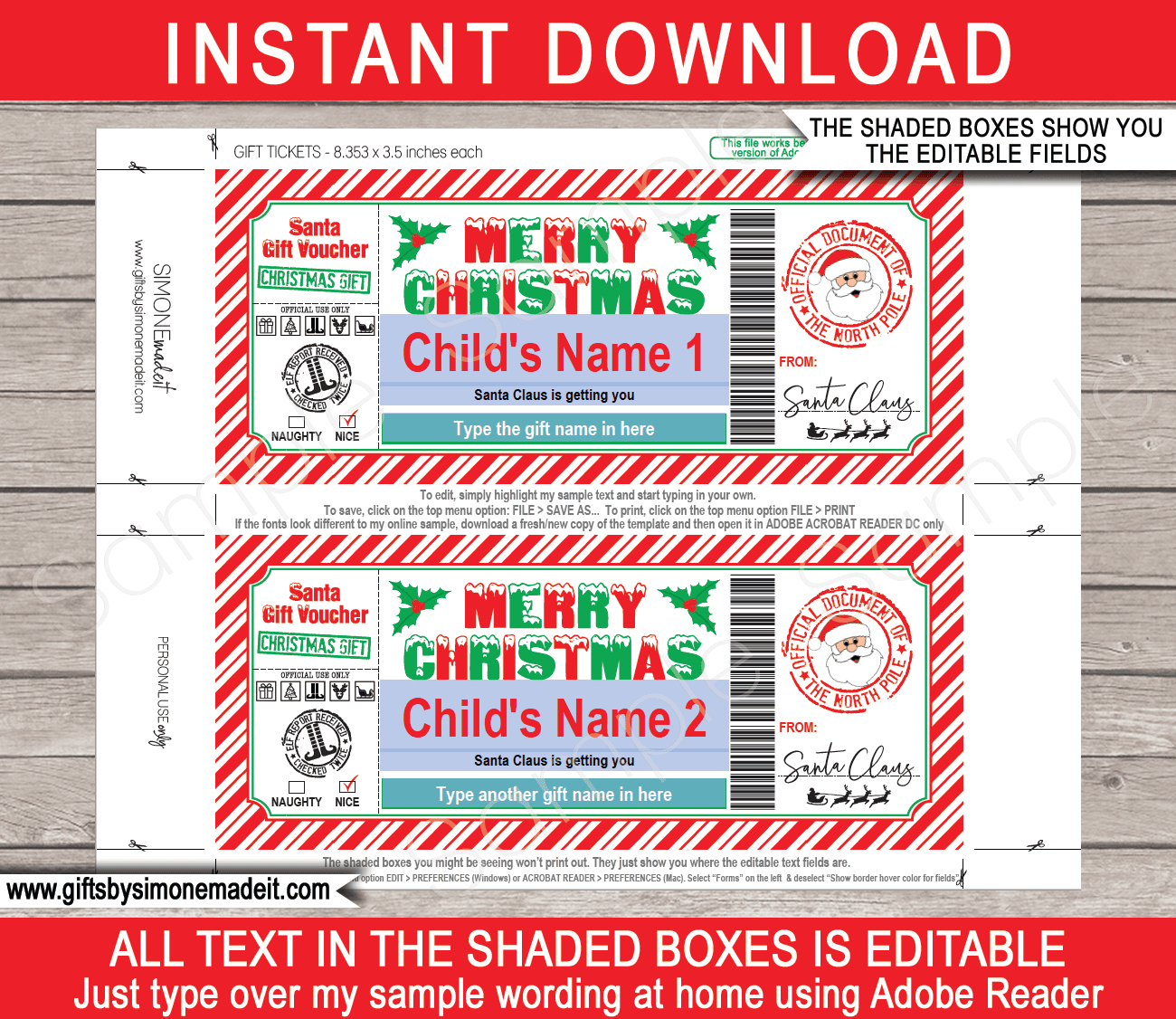 Christmas Gift Voucher From Santa Template - Red &amp;amp; Green regarding Christmas Gift Card Printable At Home
