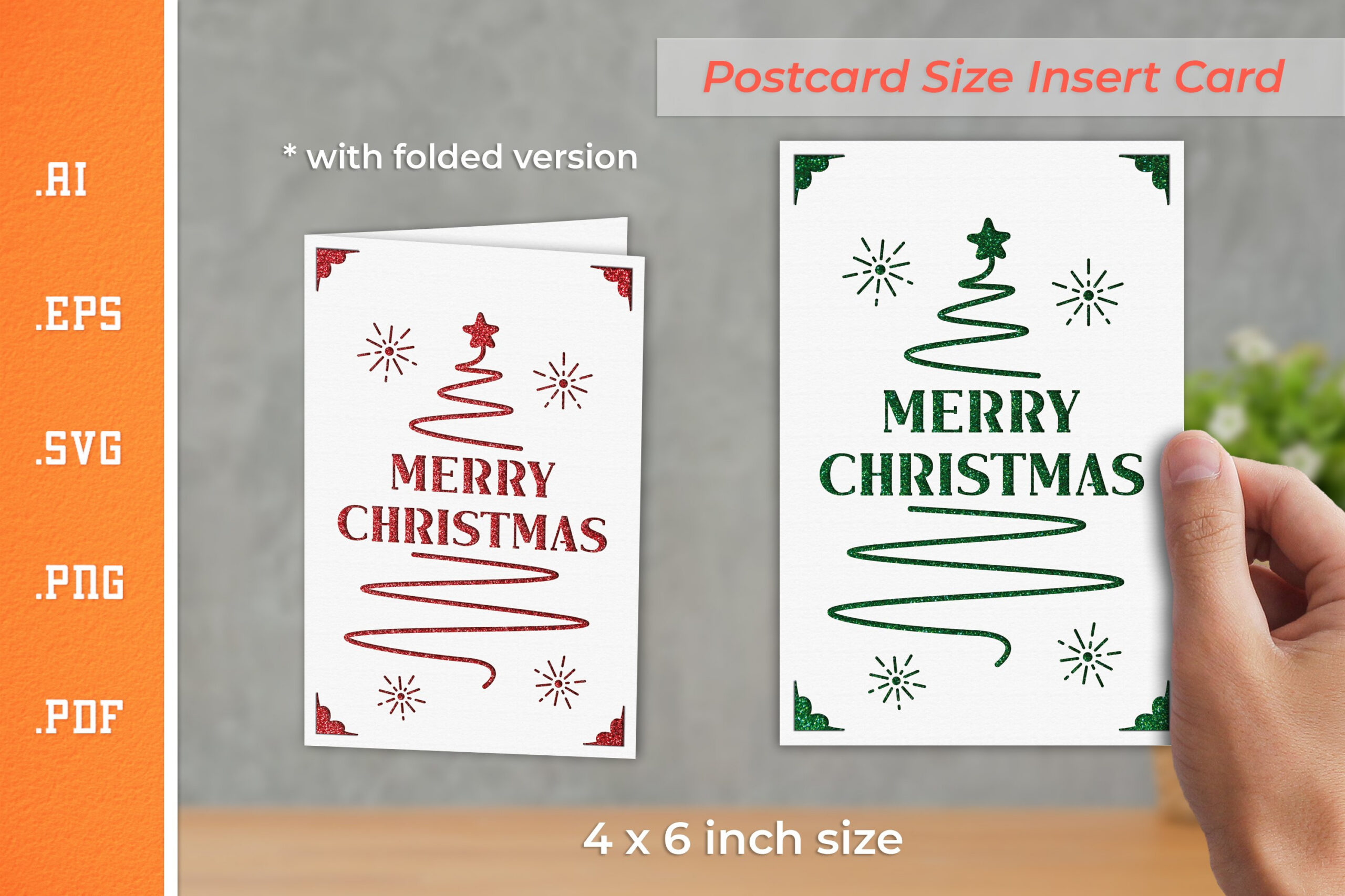 Christmas Insert Card Paper Cut Svg 2 - Postcard Size with Christmas Card Stock 4x6 Printable