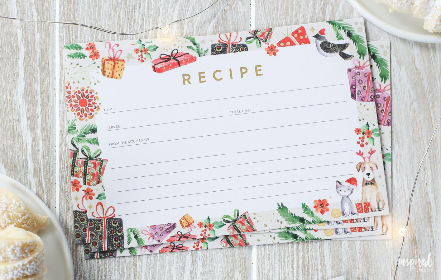 Christmas Recipe Card Printable - Holiday Recipe Card Download within Free Printable Christmas Recipe Tags