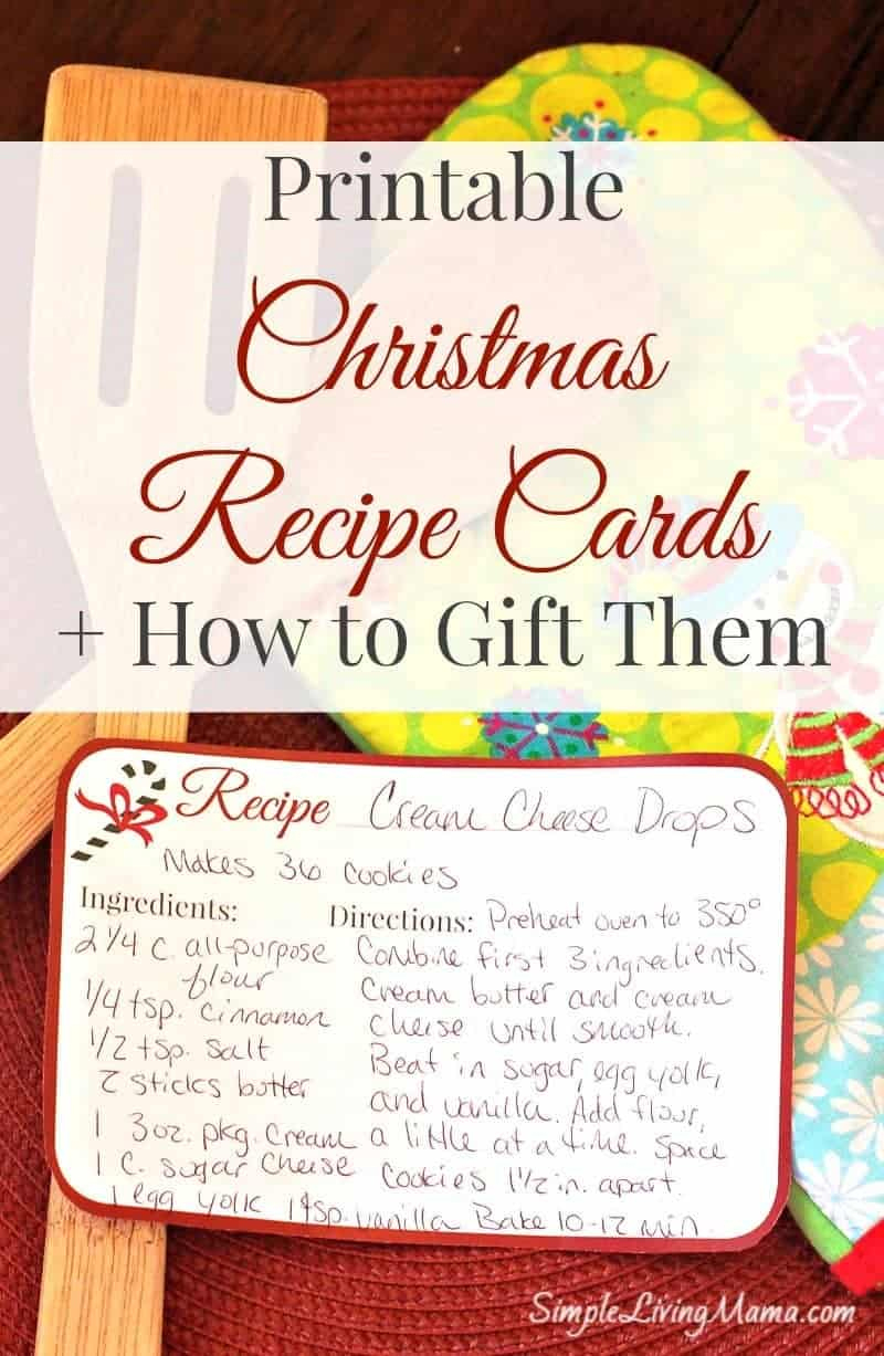 Christmas Recipe Cards - Free Printable - Simple Living Mama intended for Printable Christmas Card Stock For Recipes