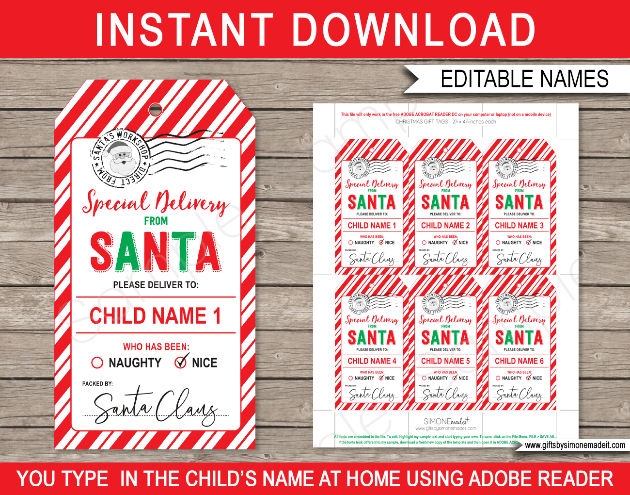 Christmas Santa Gift Tags - Red & Green within Printable Blank Christmas Tags