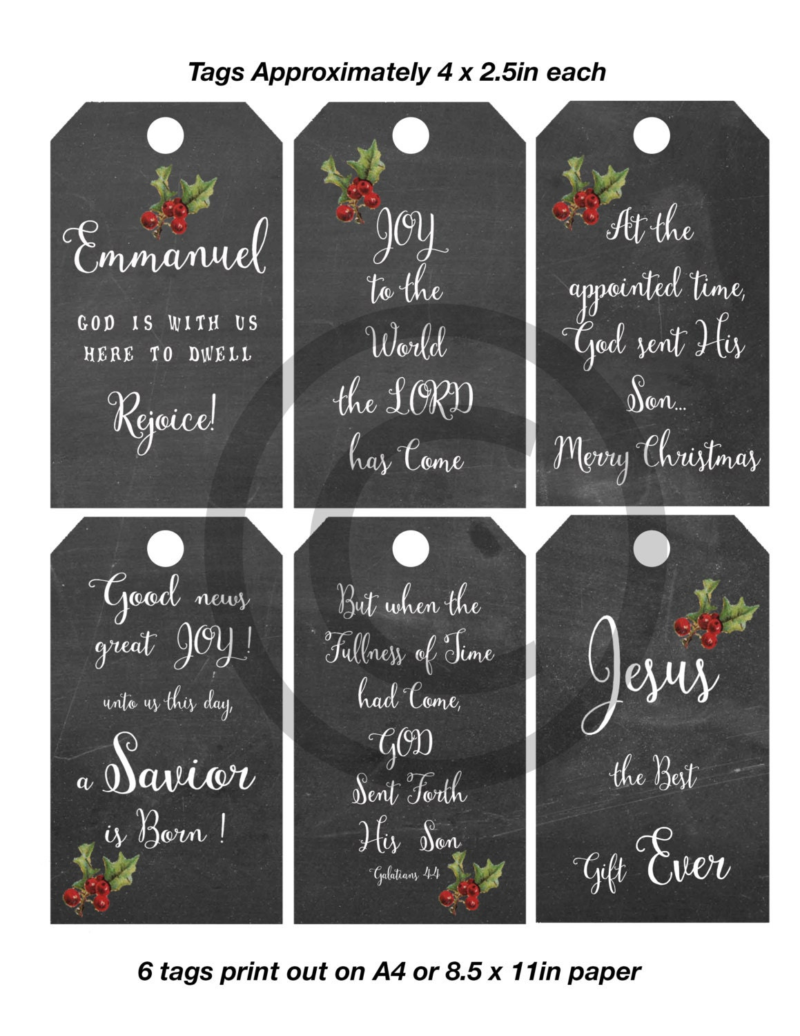 Christmas Tag Printable Christian Religious Tags. Chalkboard Bible in Christian Christmas Tags Printable