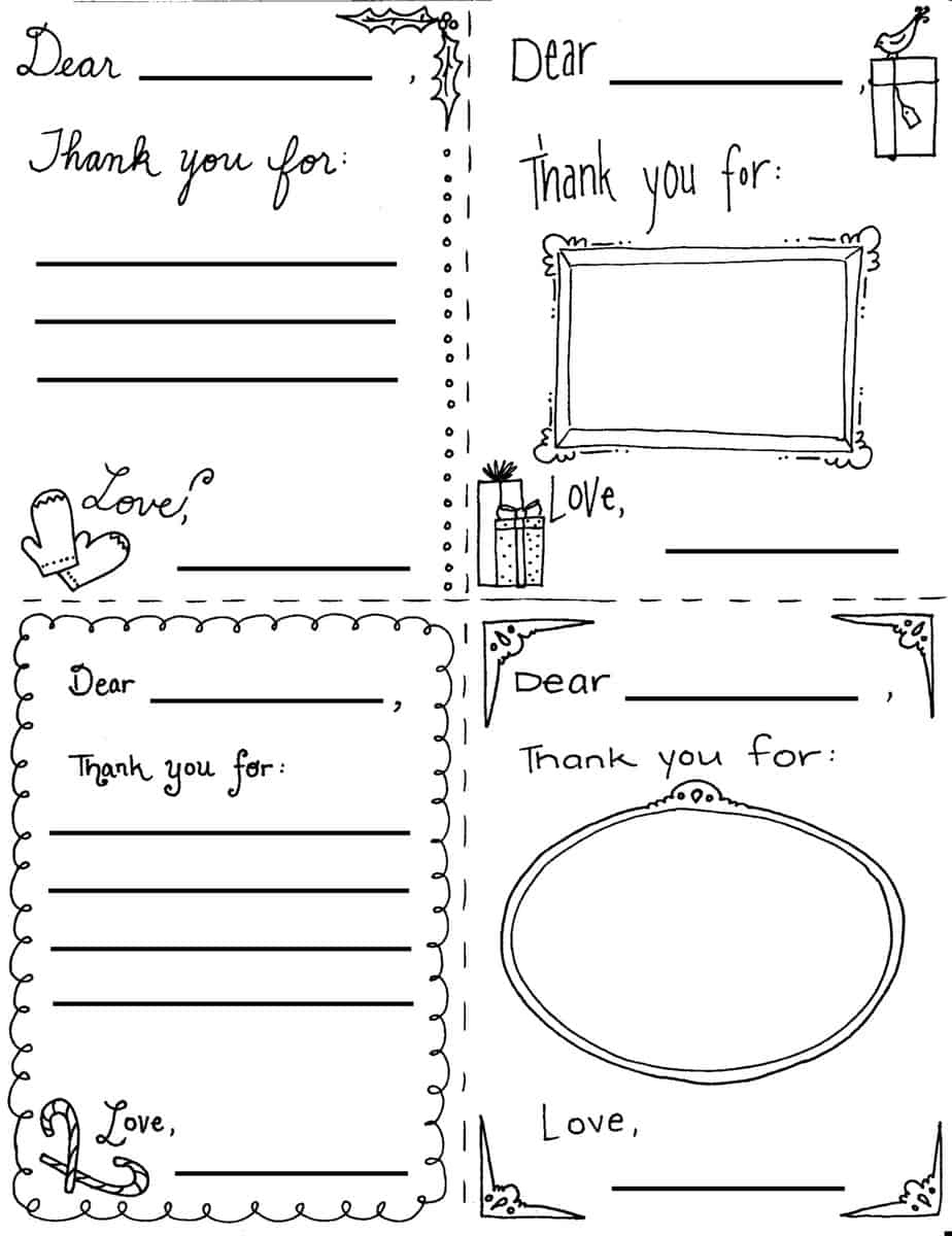 Christmas &amp;quot;Thank You Cards&amp;quot; Coloring Page inside Blank Thank You Cards Printable For Kids