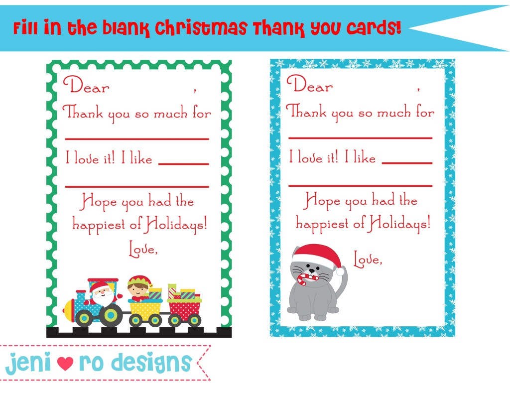 Christmas Thank You Notes For Your Little Ones To Fill In! inside Free Printable Christmas Thank You Note Cards