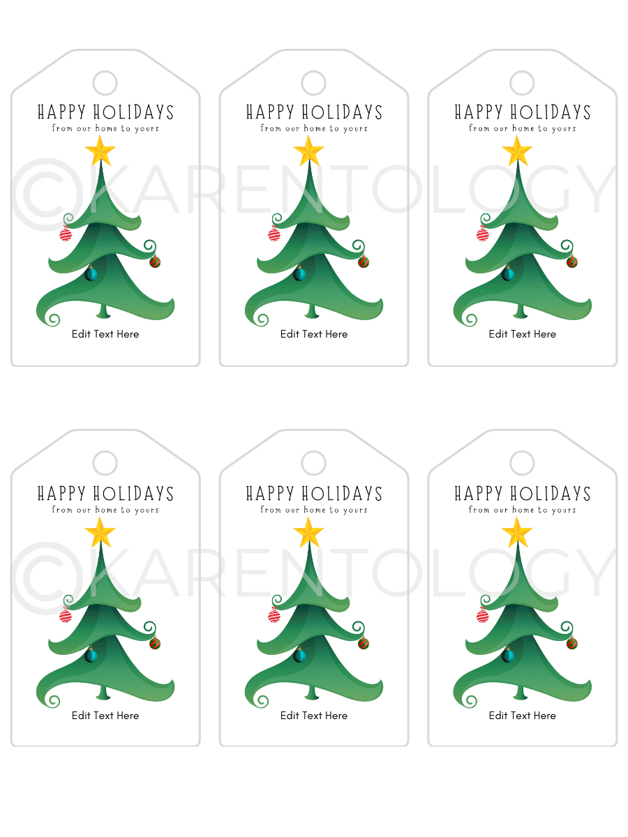 Christmas Tree Gift Tag - Instant Download, Editable, Printable intended for Christmas Tree Tags Printable