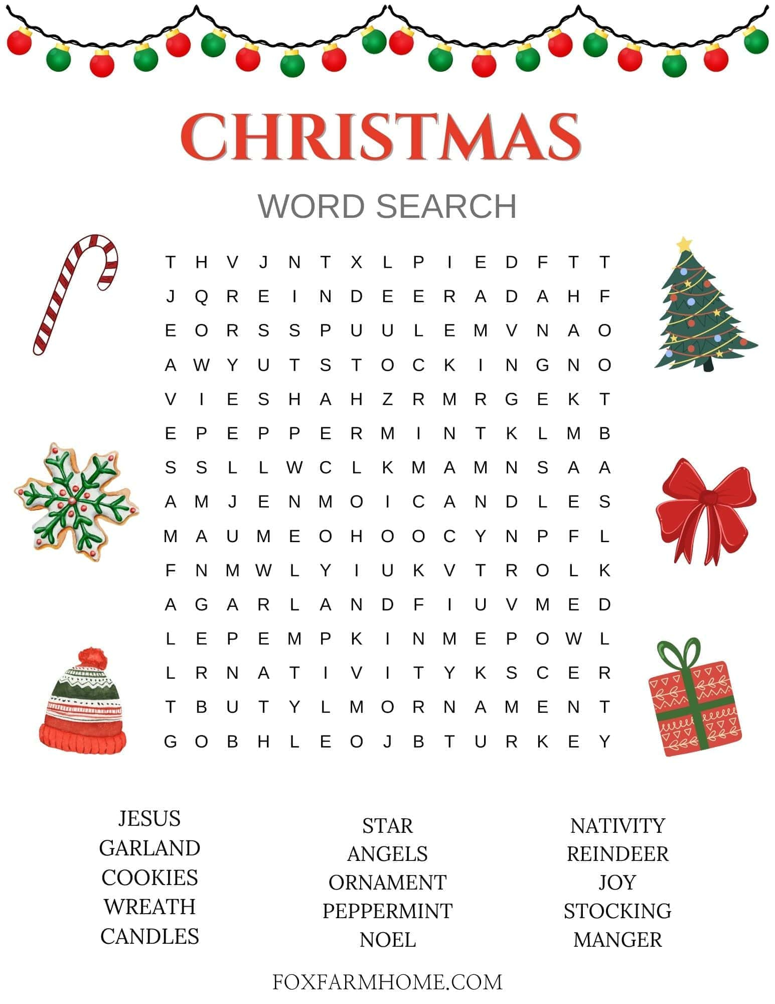 Christmas Word Search For Kids - Fox Farm Home regarding Christmas Word Search Printable