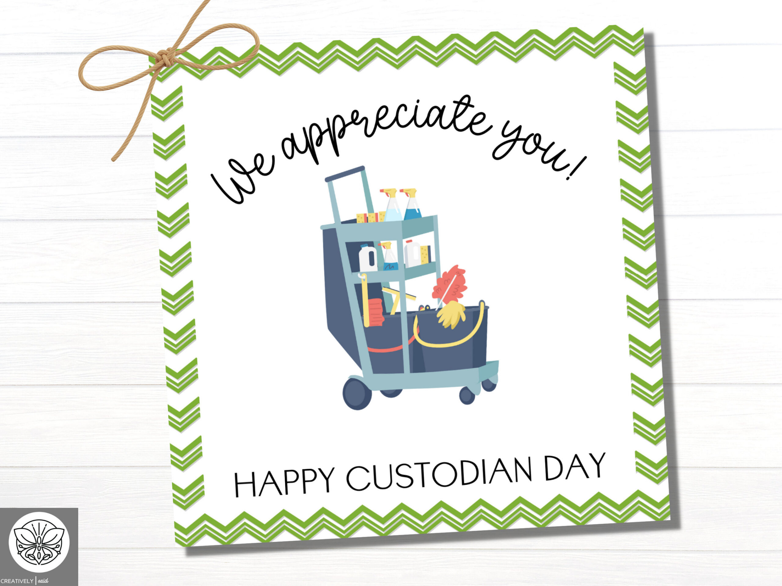 Custodian Appreciation Day Printable Gift Tag | Janitor Thank You inside Free Printable Custodian Thank You Cards