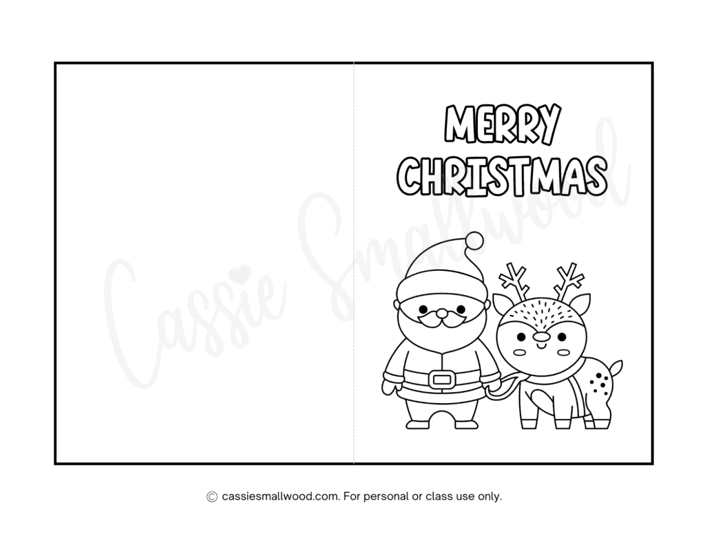 Cute Christmas Cards To Color - Cassie Smallwood inside Printable Christmas Card Colour