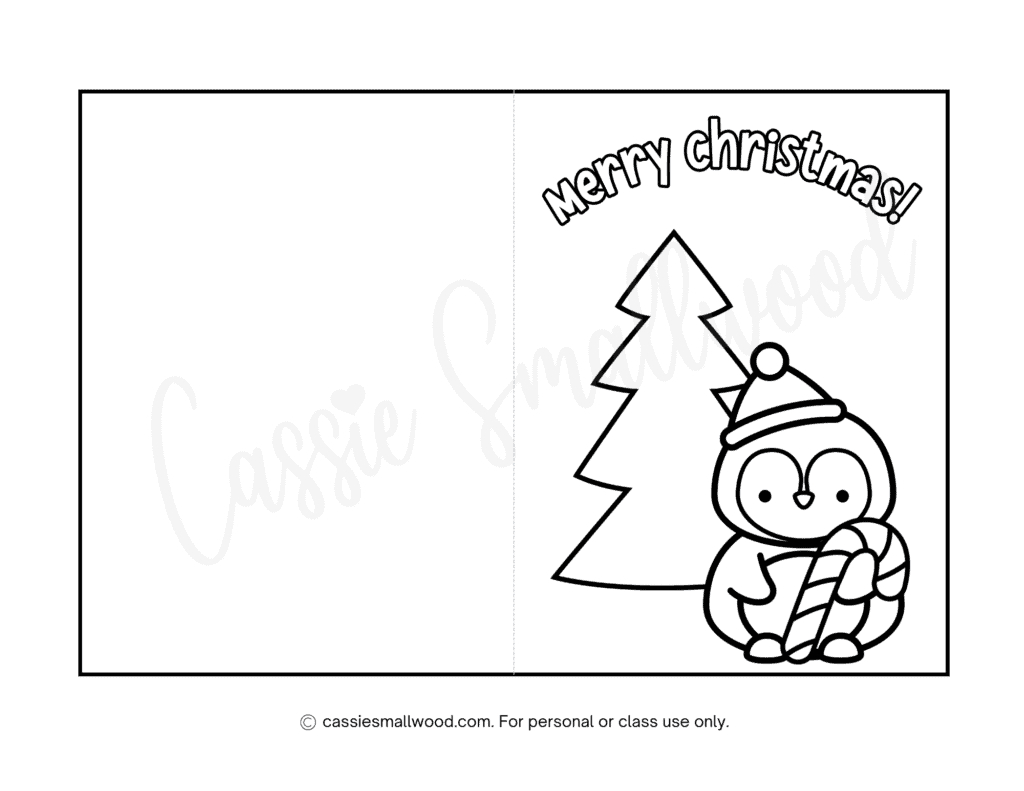 Cute Christmas Cards To Color - Cassie Smallwood throughout Printable Christmas Card Coloring Pages