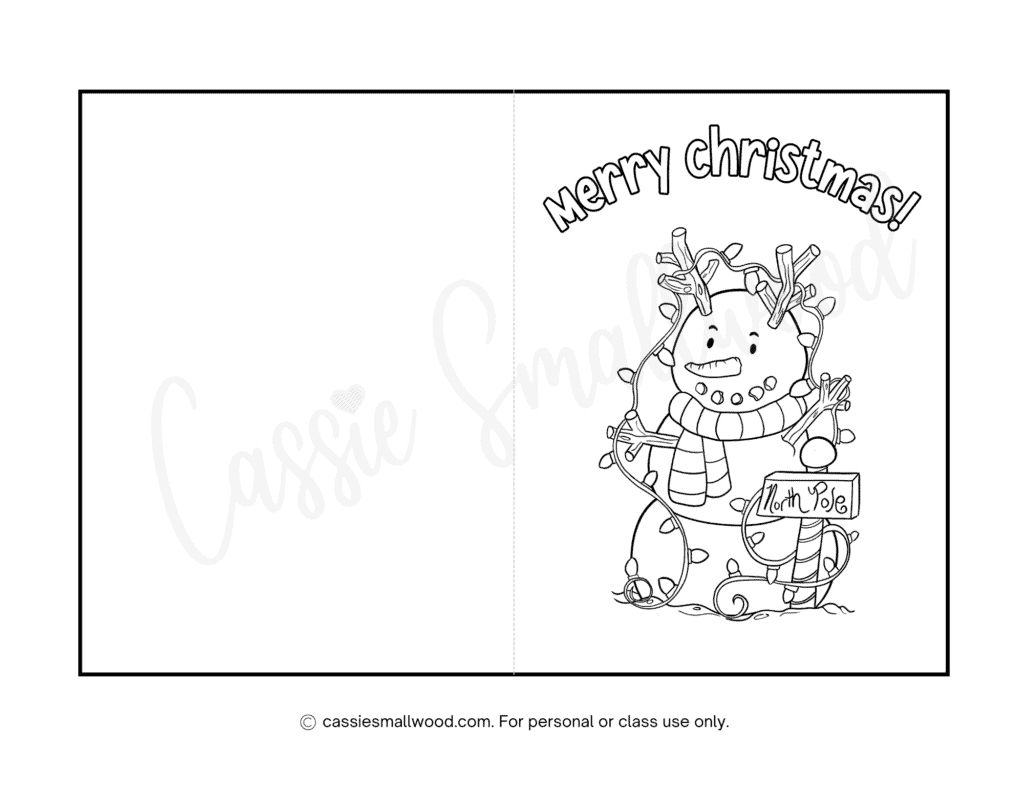 Cute Christmas Cards To Color - Cassie Smallwood with regard to Printable Christmas Card To Color