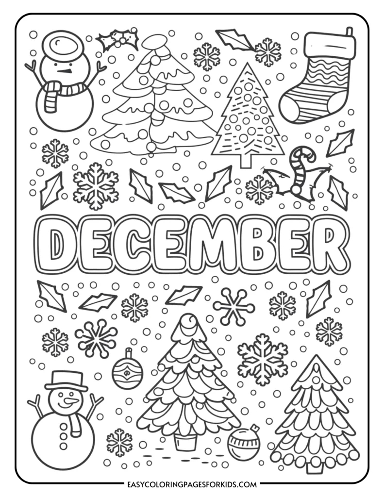 December Coloring Pages For Kids (7 Free Printable Pages) - Easy throughout Christmas Colouring Printable