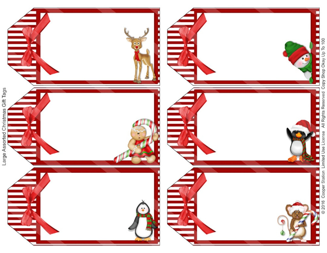 Digital Printable Assorted Large Holiday Gift Tags - Christmas regarding Printable Large Christmas Tags