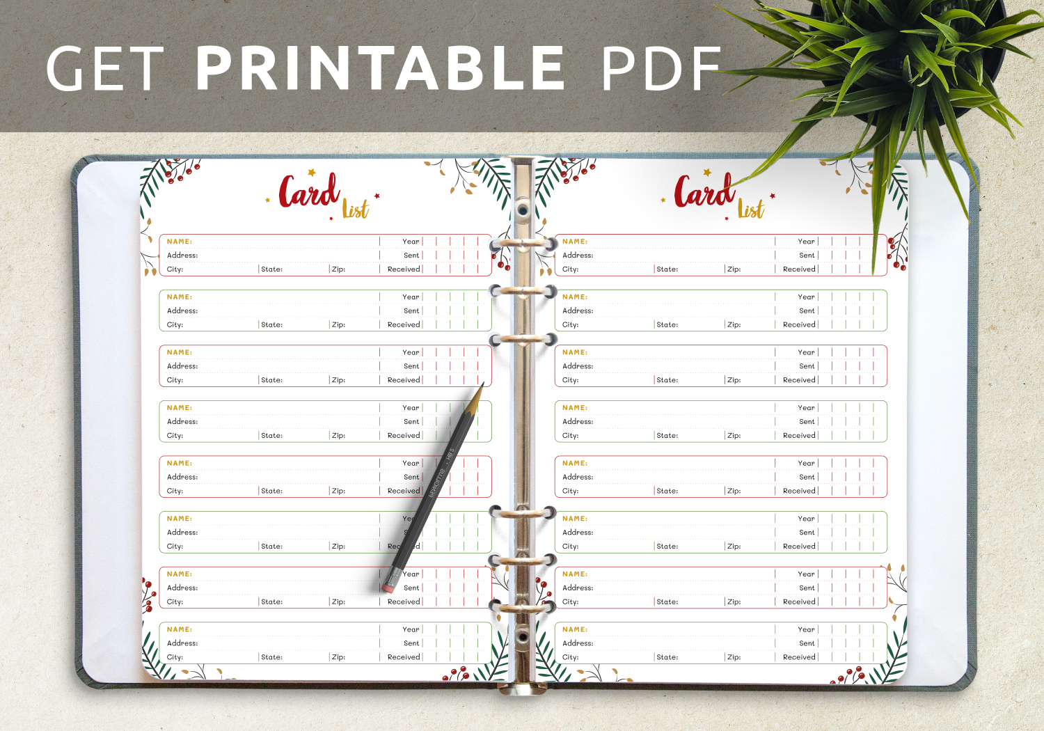 Download Printable Christmas Style - Card List Pdf for Printable Christmas Card Address List