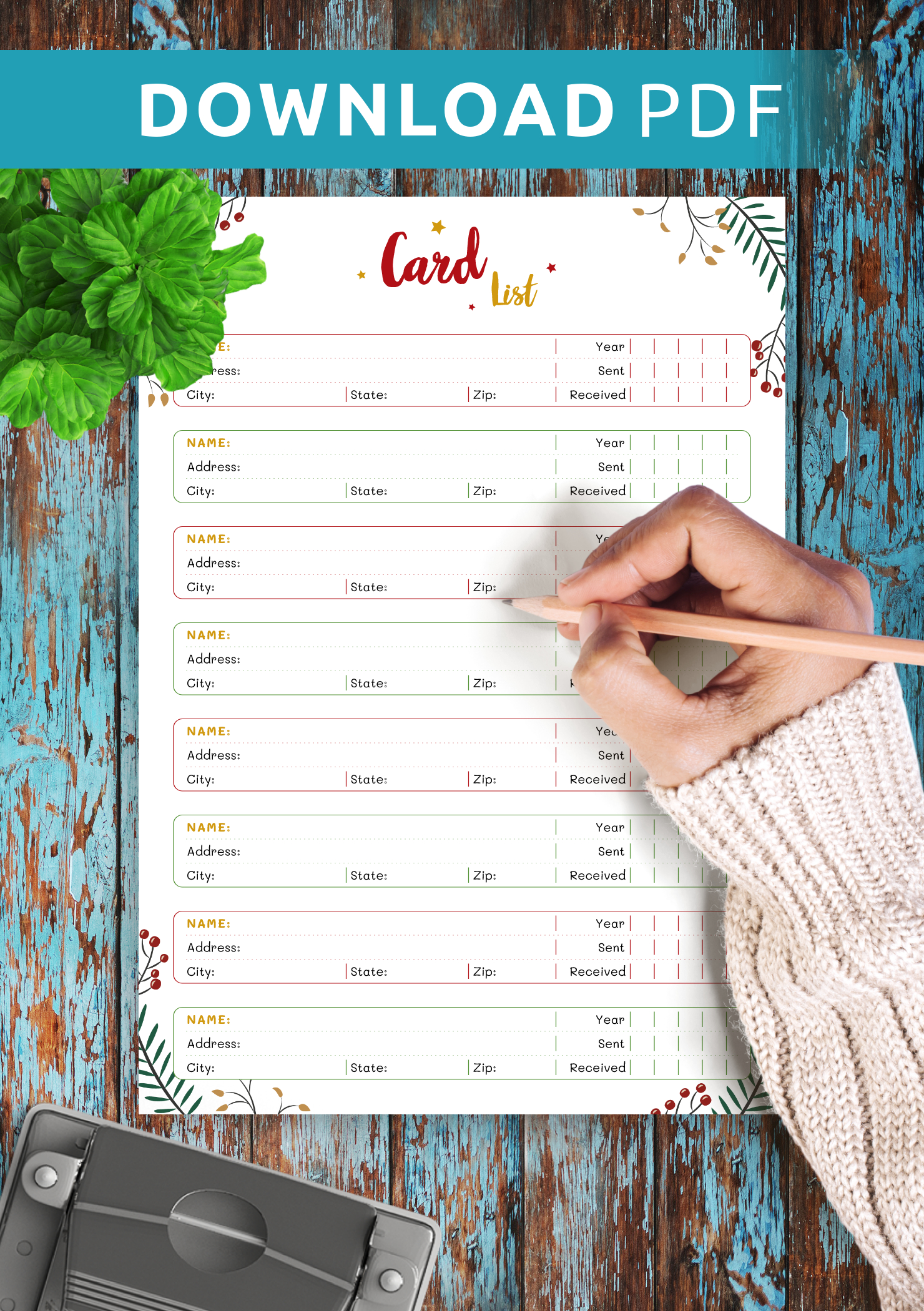 Download Printable Christmas Style - Card List Pdf regarding Printable Christmas Card Address List
