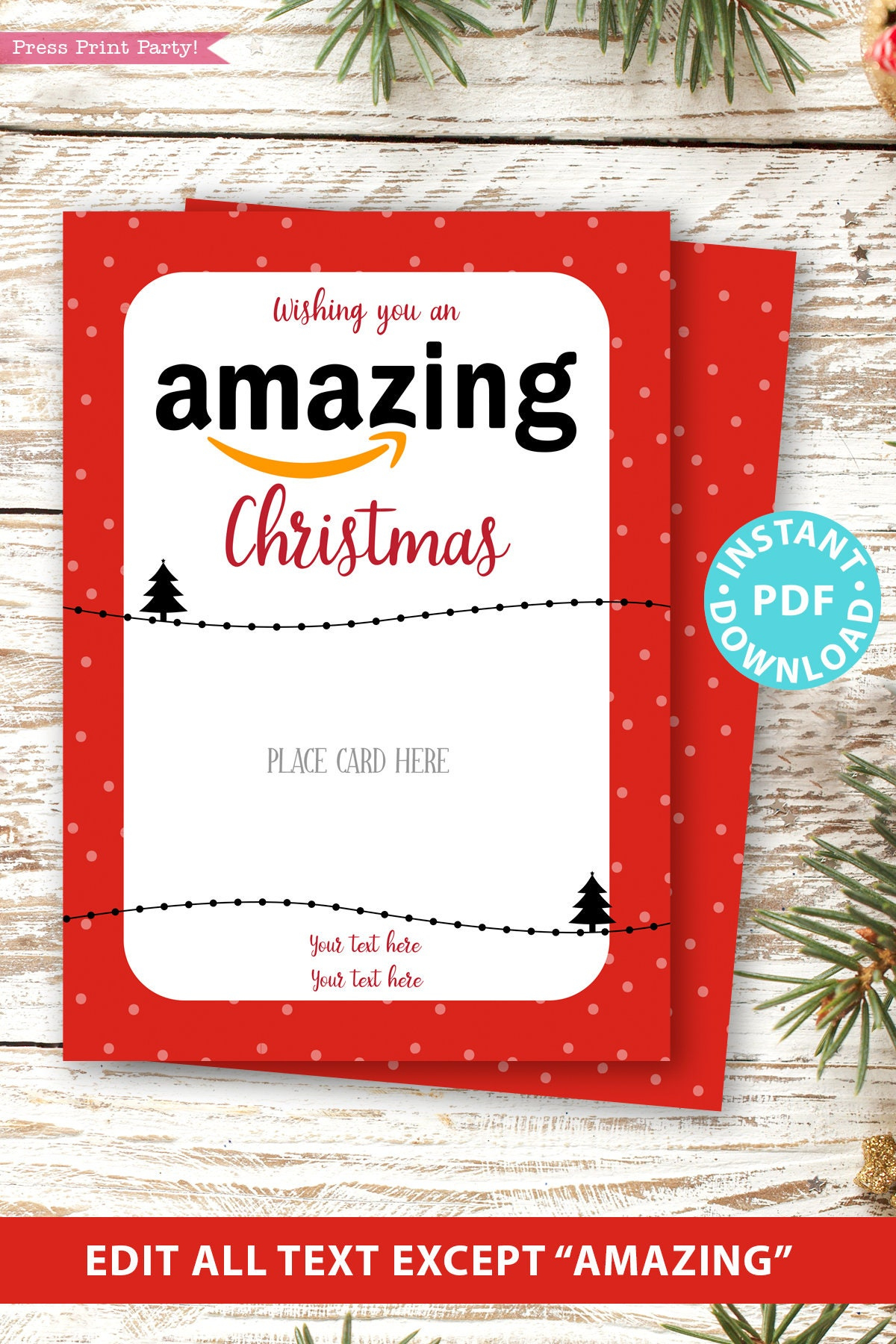 Editable Amazon Gift Card Holder Christmas Printable Template, 5 regarding Amazon Gift Card Merry Christmas Printable