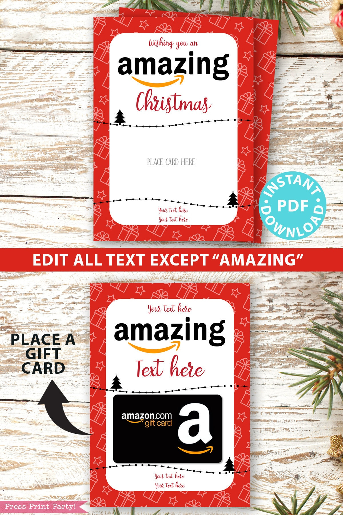 Editable Amazon Gift Card Holder Christmas Printable Template, 5 with regard to Amazon Printable Gift Card Christmas Theme
