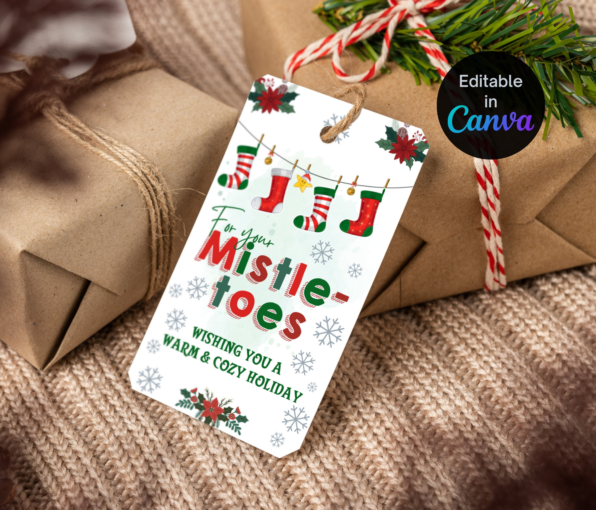 Editable/Printable For Your Mistletoes Christmas Gift Tag intended for Cozy Socks Christmas Gift Tags Printable Free