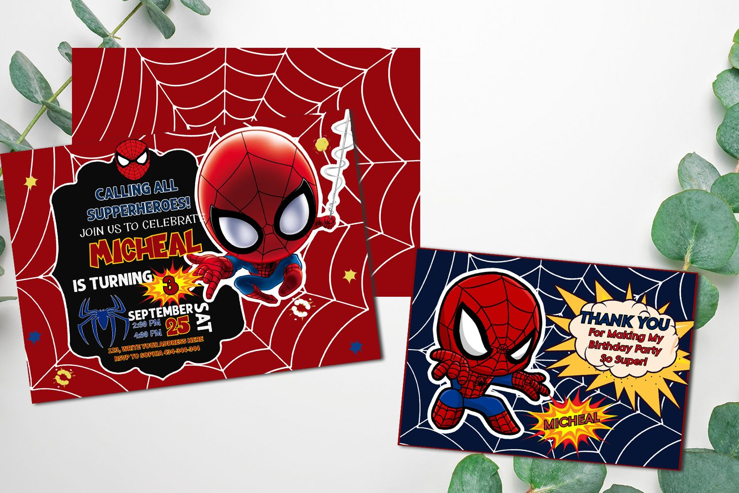 Editable Spiderman Chibi Invitation And Free Thank You Card Diy regarding Spiderman Thank You Cards Printable Free
