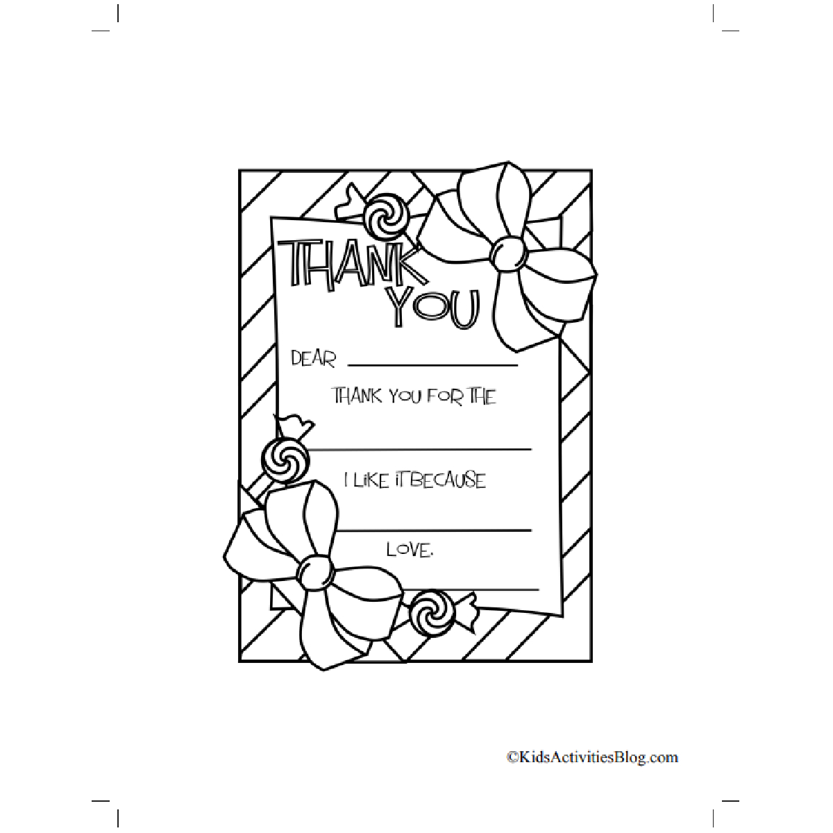 Fill-In-The-Blank Christmas Thank You Cards For Kids Printable with Printable Thank You Cards For Kids to Color