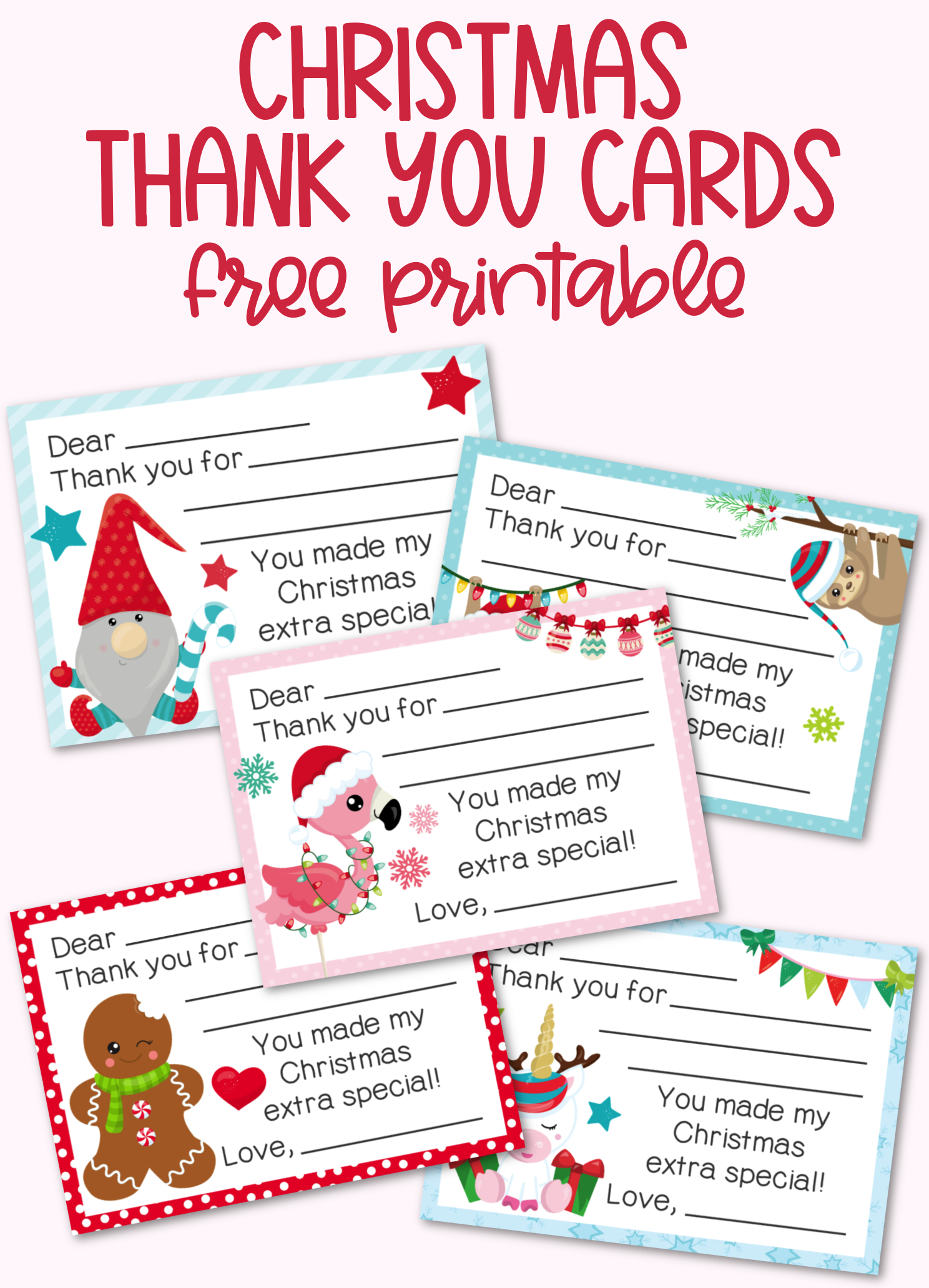 Fill-In-The-Blank Christmas Thank You Cards Free Printable with Christmas Thank You Cards Printable