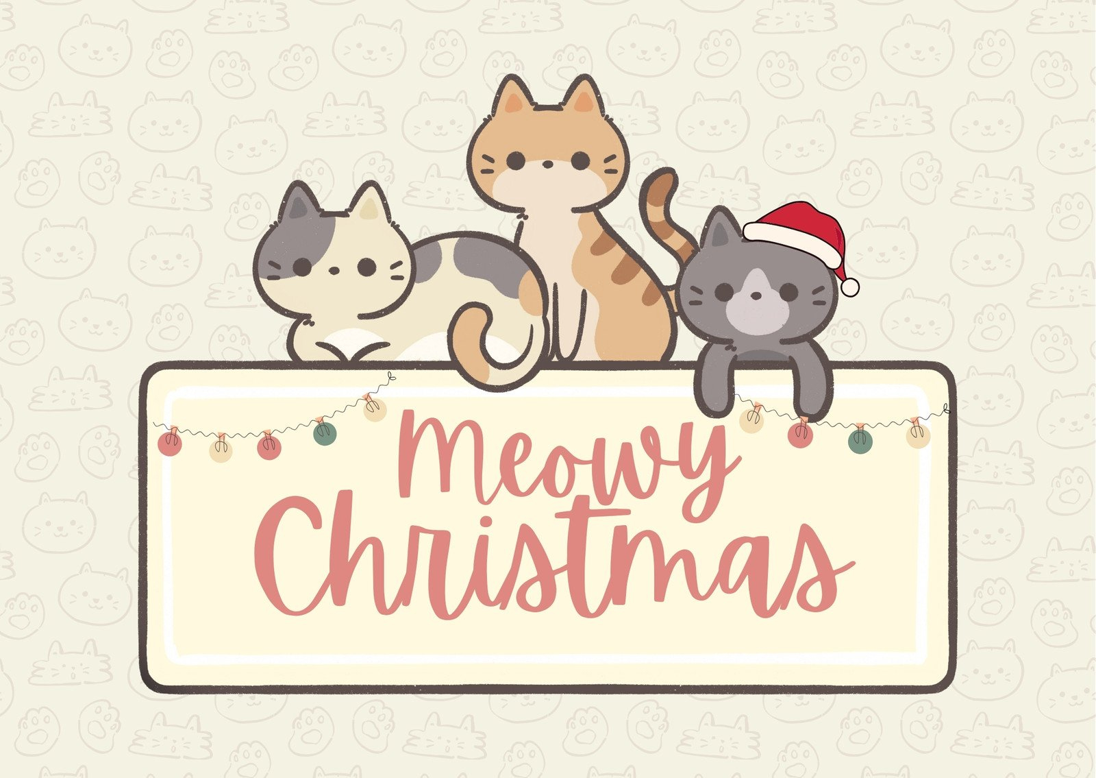 Free Cat Christmas Card Templates To Edit And Print | Canva in Printable Cat Christmas Card Digital Download