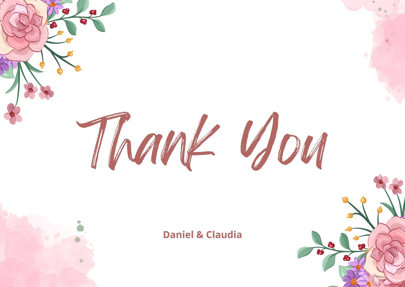 Free Custom Printable Bridal Shower Thank You Card Templates | Canva in Flower Thank You Cards Printable