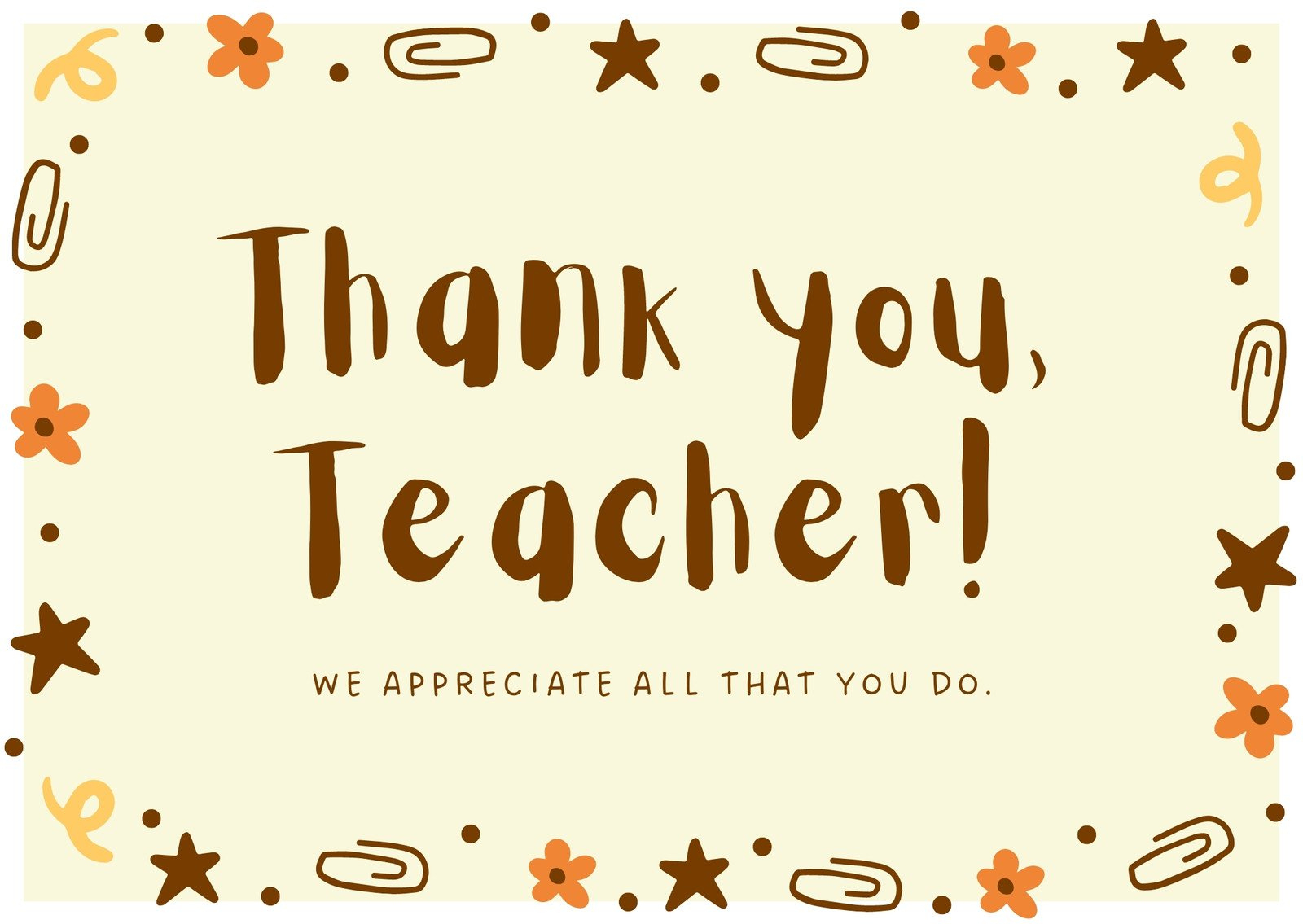 Free Custom Printable Teacher Thank You Card Templates | Canva inside Printable Thank You Cards For Teachers