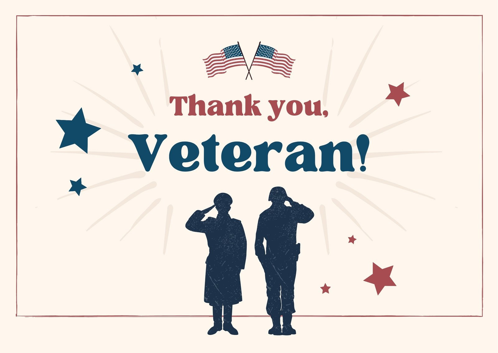 Free Custom Printable Veterans Day Card Templates | Canva inside Veteran Thank You Cards Printable