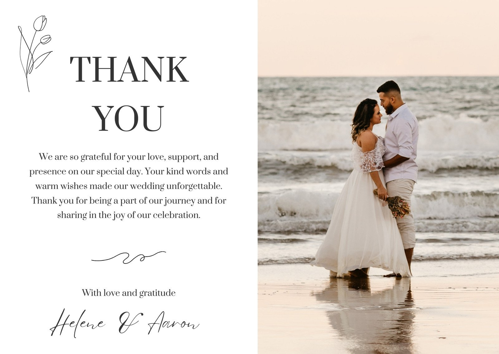 Free Custom Printable Wedding Thank You Card Templates | Canva with regard to Printable Thank You Cards Free For Wedding