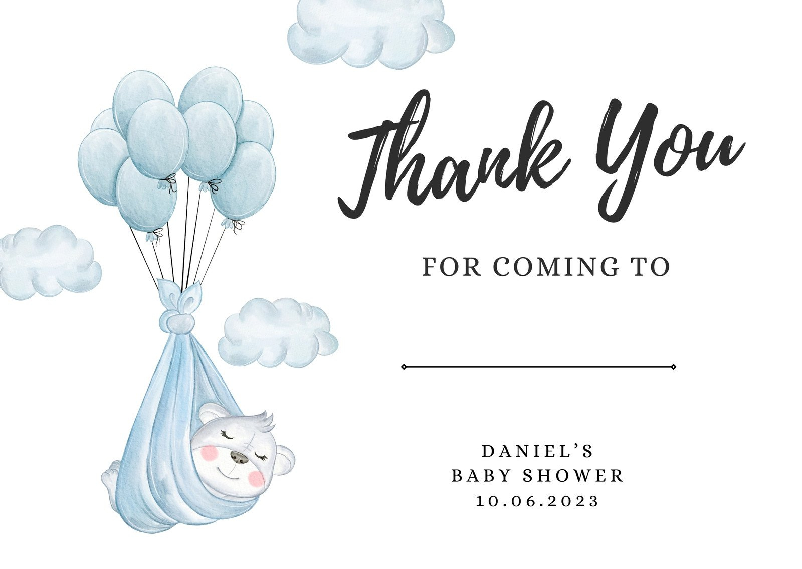 Free Printable Baby Shower Thank You Card Templates | Canva with Free Printable Cards Baby Thank You