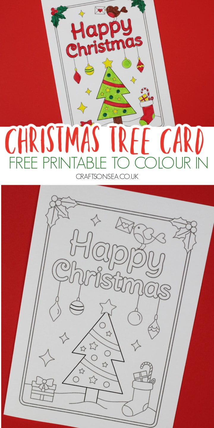 Free Printable Christmas Cards To Colour: Christmas Tree - Crafts for Printable Christmas Card Stock Paper