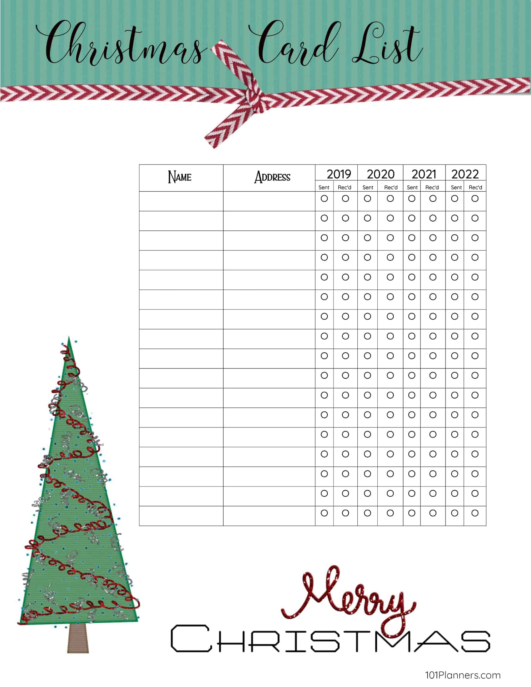 Free Printable Christmas Gift List Template within Printable Christmas Card List Template